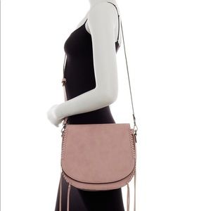 Pink Ellison Vegan Leather saddle crossbody